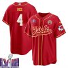 rashee rice 4 kansas city chiefs super bowl lviii baseball men jersey red