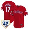 rhys hoskins 17 philadelphia phillies 2024 jackie robinson patch men jersey red