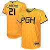 roberto clemente 21 pittsburgh pirates 2023 city connect youth jersey gold