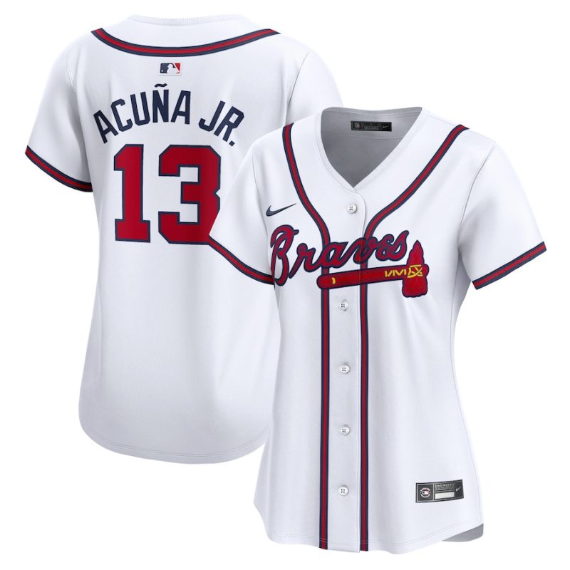 ronald acuna 13 atlanta braves womens home limited player jersey white