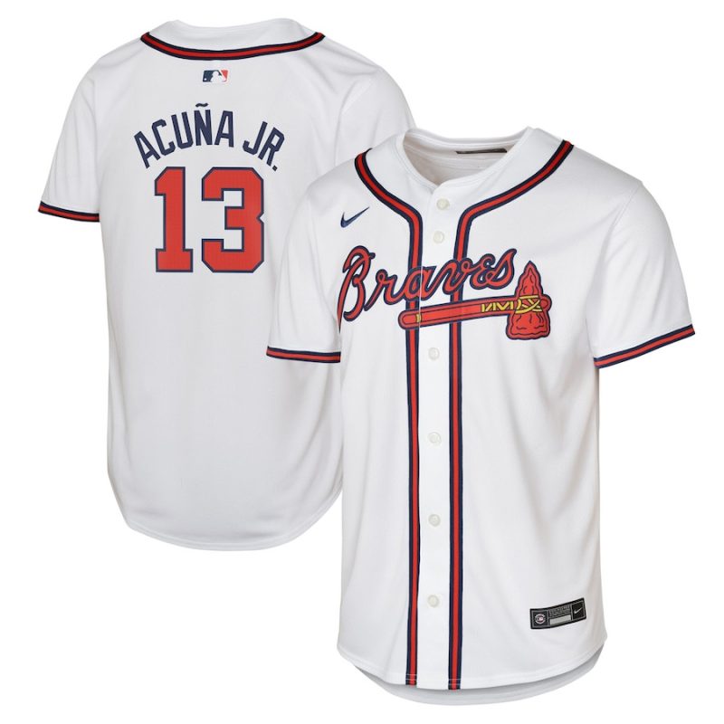 ronald acuna jr 13 atlanta braves home limited player youth jersey white