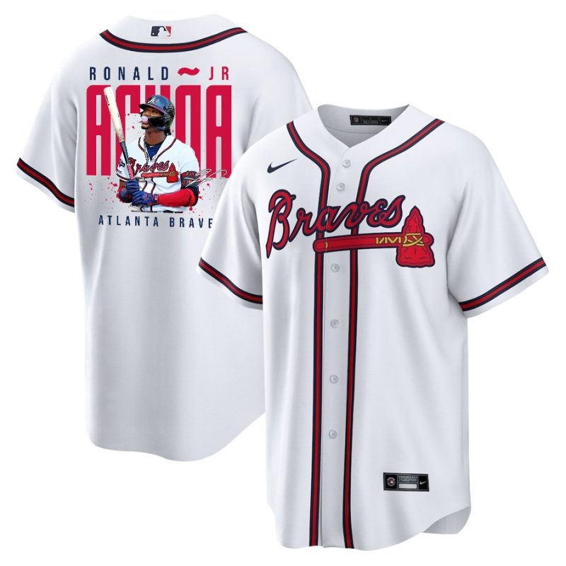 ronald acuna jr 13 atlanta braves signed gum 2023 home player men jersey white red