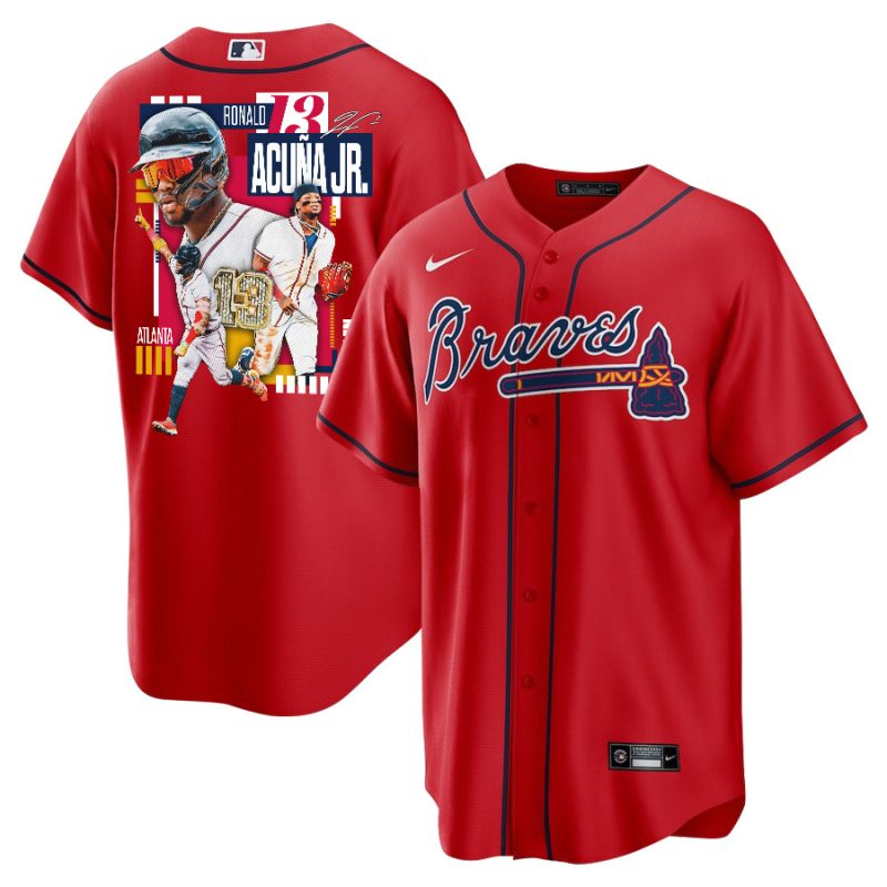 ronald acuna jr 13 atlanta braves signed mvp 2023 alternate player men jersey red