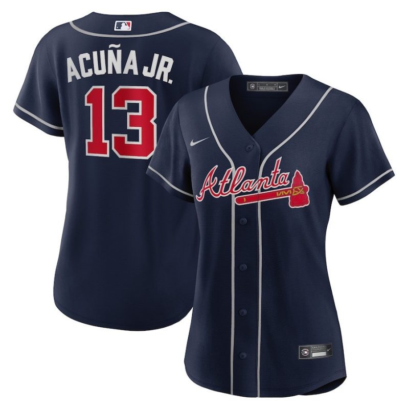 ronald acuna jr 13 atlanta braves womens alternate player jersey navy