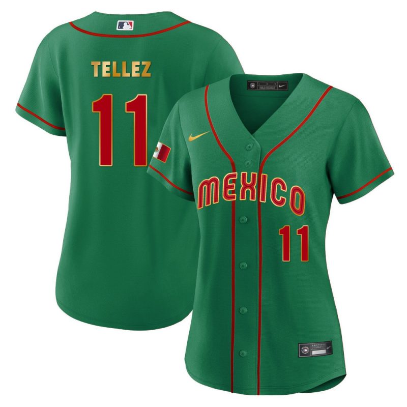 rowdy tellez 11 mexico 2023 baseball jersey green gold trim