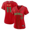 rowdy tellez 11 mexico 2023 baseball jersey red gold trim