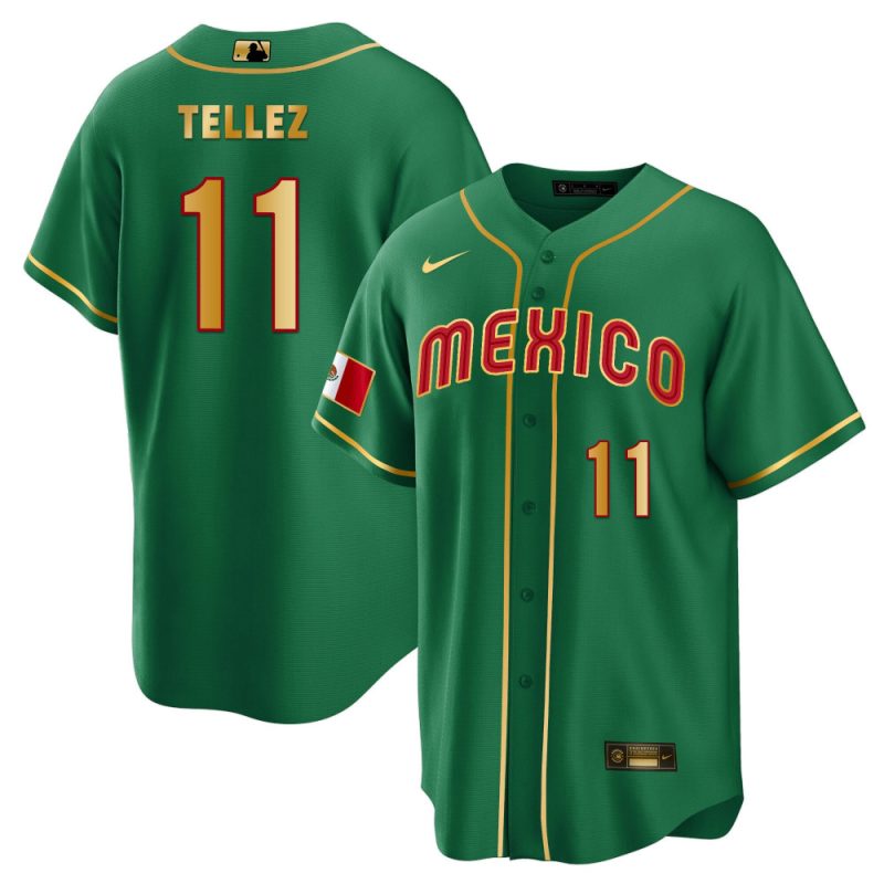 rowdy tellez 11 mexico 2023 baseball men jersey green gold