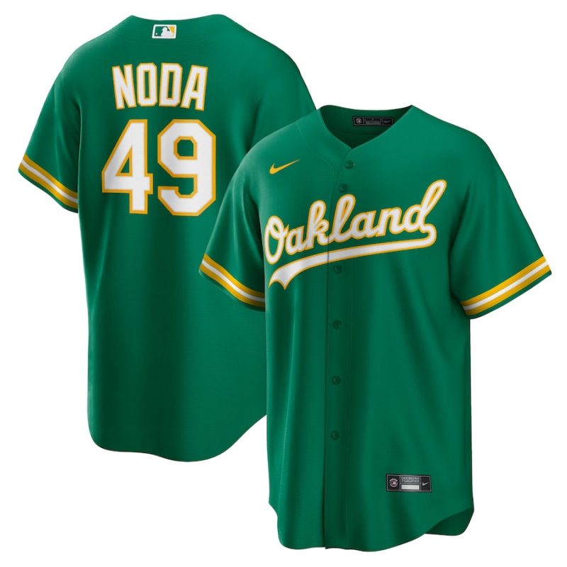 ryan noda 49 oakland athletics alternate men jersey kelly green