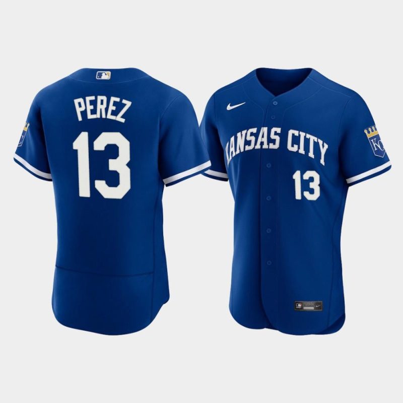 salvador perez 13 kansas city royals mens 2022 alternate jersey royal jersey