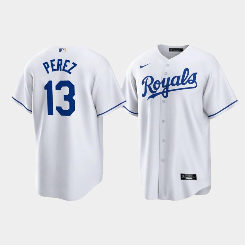 salvador perez 13 kansas city royals white home player jersey jersey