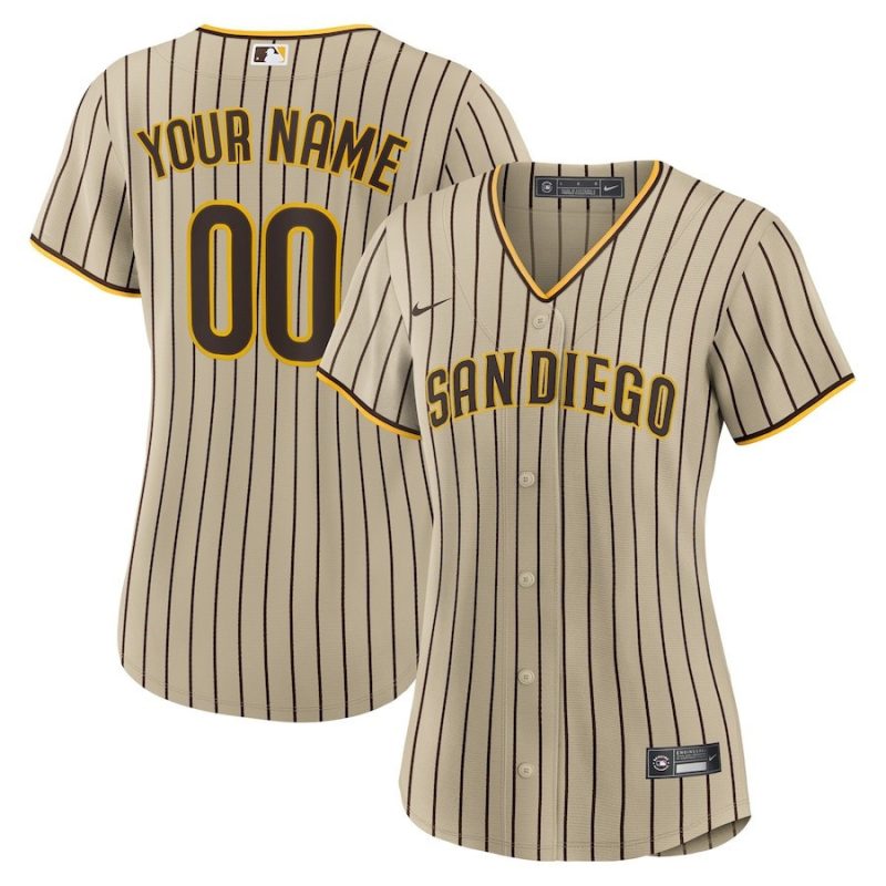 san diego padres womens road custom jersey brown