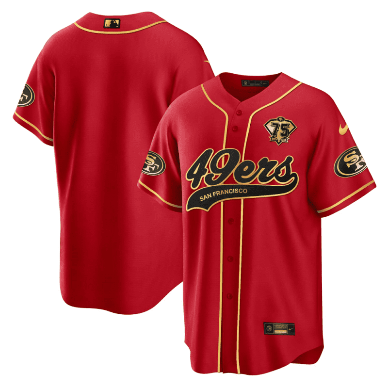 san francisco 49ers baseball men jersey black red