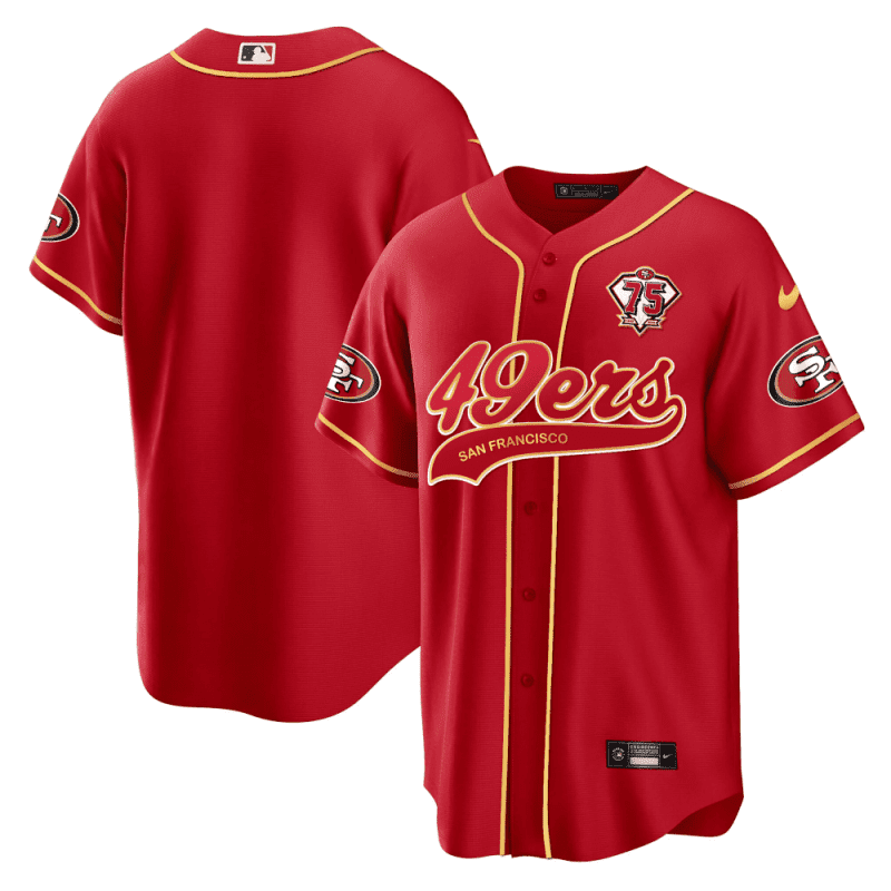 san francisco 49ers baseball men jersey red