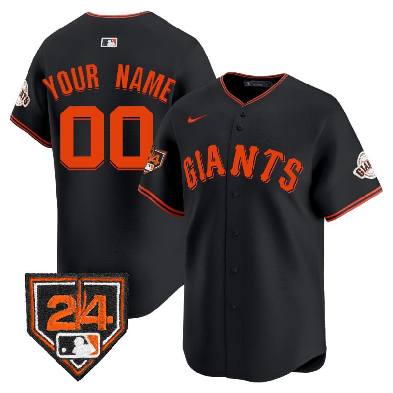 san francisco giants 2024 spring training patch custom men jersey black