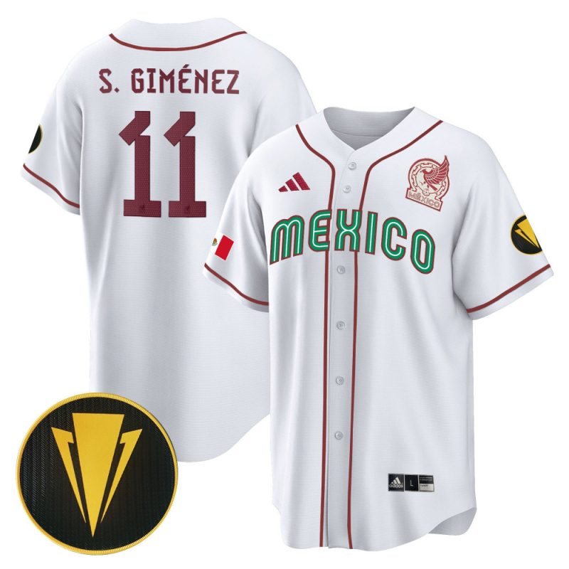 santiago gimenez 11 mexico national 2023 gold cup champions baseball men jersey white