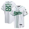 saquon barkley 26 philadelphia eagles men baseball jersey white