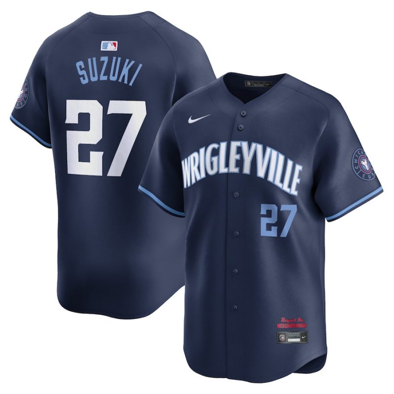 seiya suzuki 27 chicago cubs city connect limited men jersey navy