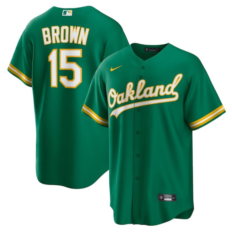 seth brown 15 oakland athletics alternate team men jersey kelly green