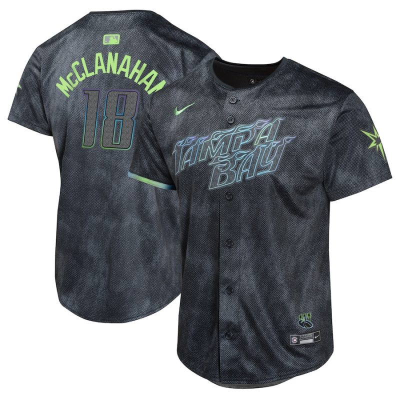 shane mcclanahan 18 tampa bay rays 2024 city connect limited youth jersey charcoal