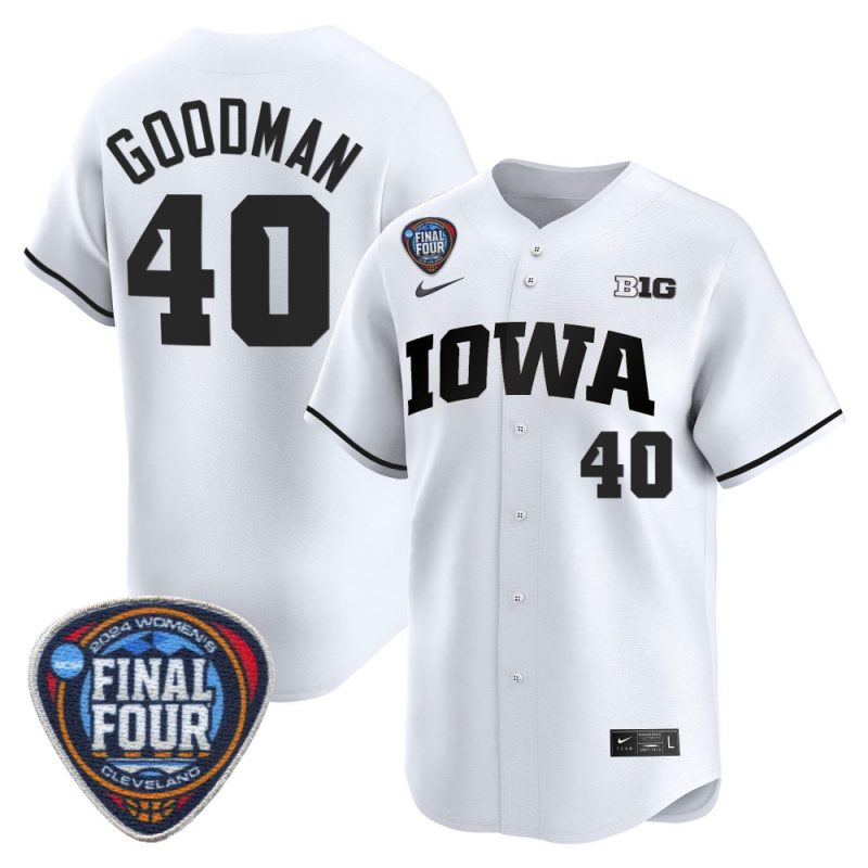 sharon goodman 40 iowa hawkeyes 2024 final four patch men jersey white