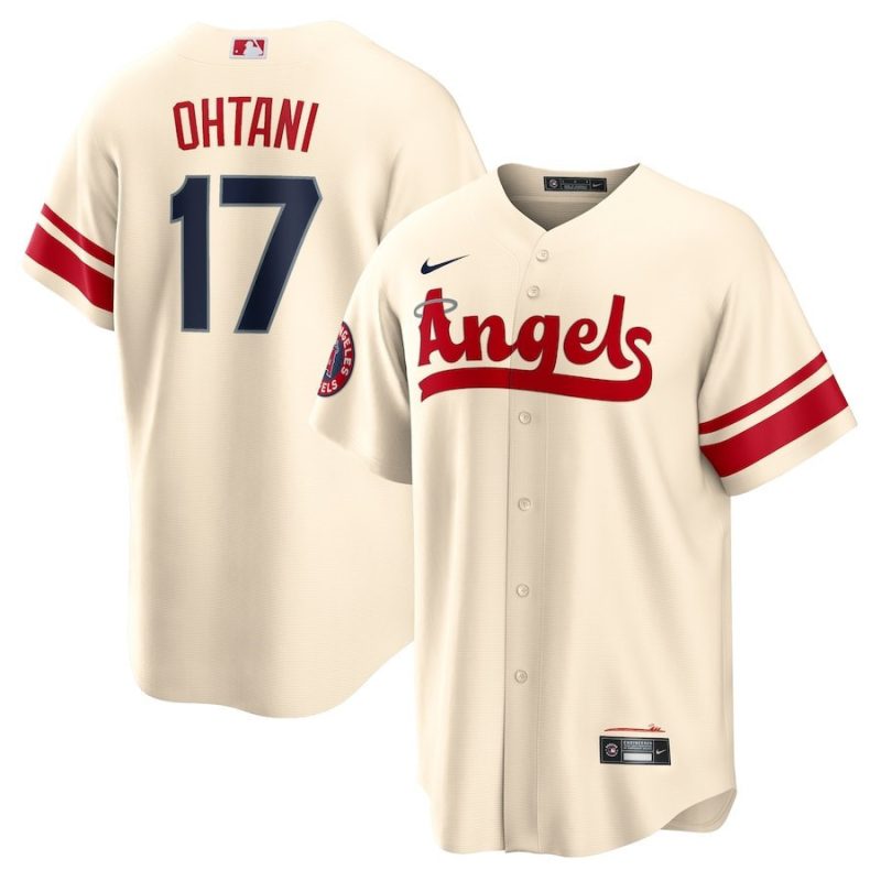 shohei ohtani 17 los angeles angels city connect player jersey cream