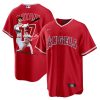 shohei ohtani 17 los angeles angels signed decisive blow 2023 alternate men jersey red