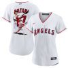 shohei ohtani 17 los angeles angels signed decisive blow 2023 home women jersey white