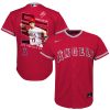 shohei ohtani 17 los angeles angels signed logo 2023 alternate player youth jersey red