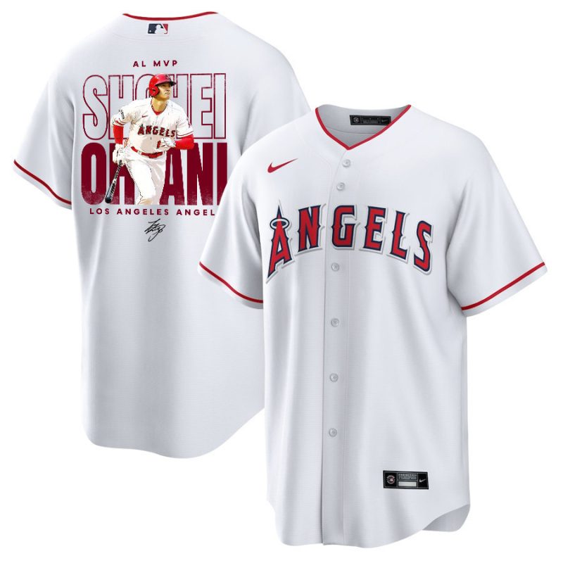 shohei ohtani 17 los angeles angels signed name 2023 home player men jersey white