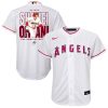 shohei ohtani 17 los angeles angels signed name 2023 home player youth jersey white