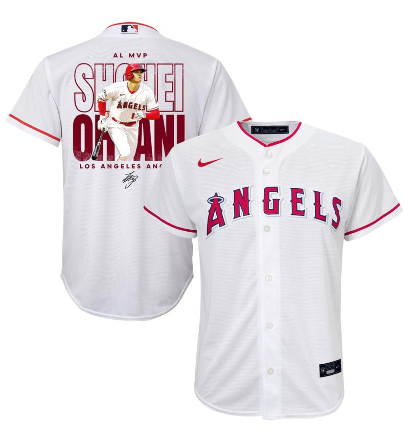 shohei ohtani 17 los angeles angels signed name 2023 home player youth jersey white scaled