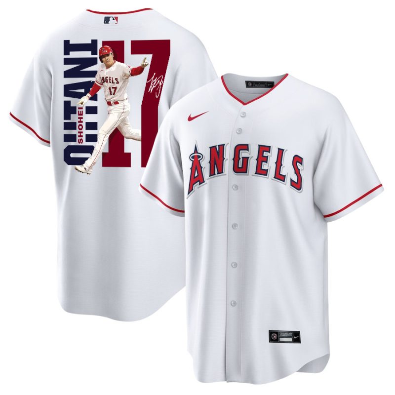 shohei ohtani 17 los angeles angels signed run 2023 home player men jersey white