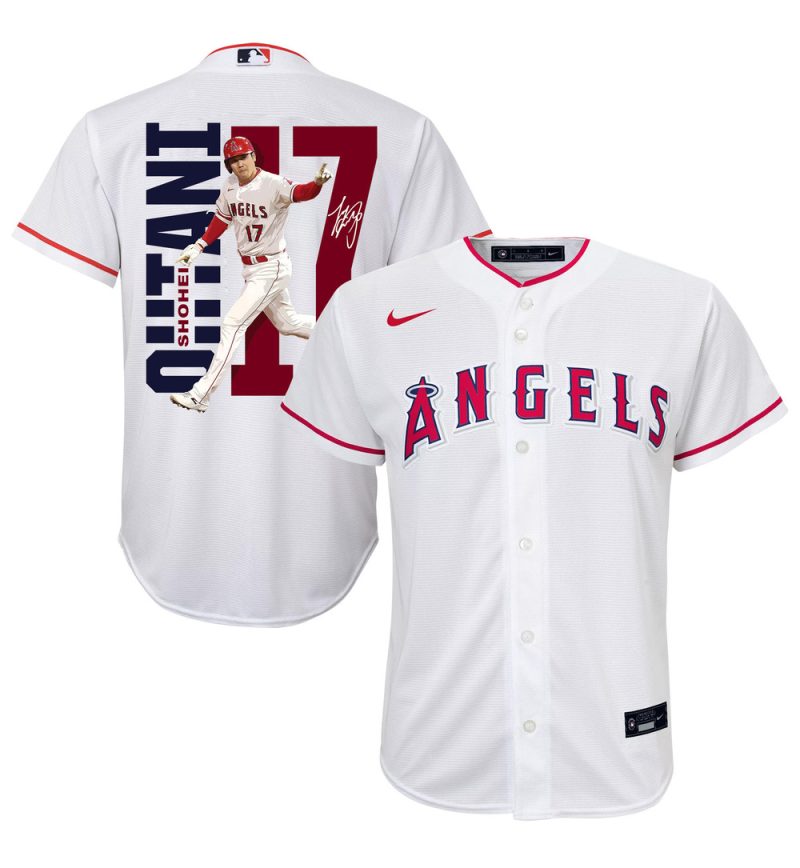 shohei ohtani 17 los angeles angels signed run 2023 home player youth jersey white scaled