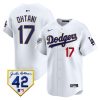 shohei ohtani 17 los angeles dodgers 2024 jackie robinson patch men jersey white