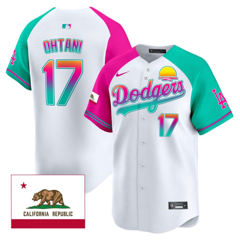 shohei ohtani 17 los angeles dodgers 2024 los angeles city style california republic patch men jersey alternate