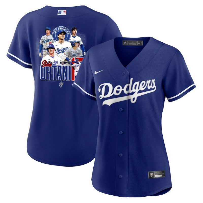 shohei ohtani 17 los angeles dodgers signed collage arts 2023 alternate women jersey royal