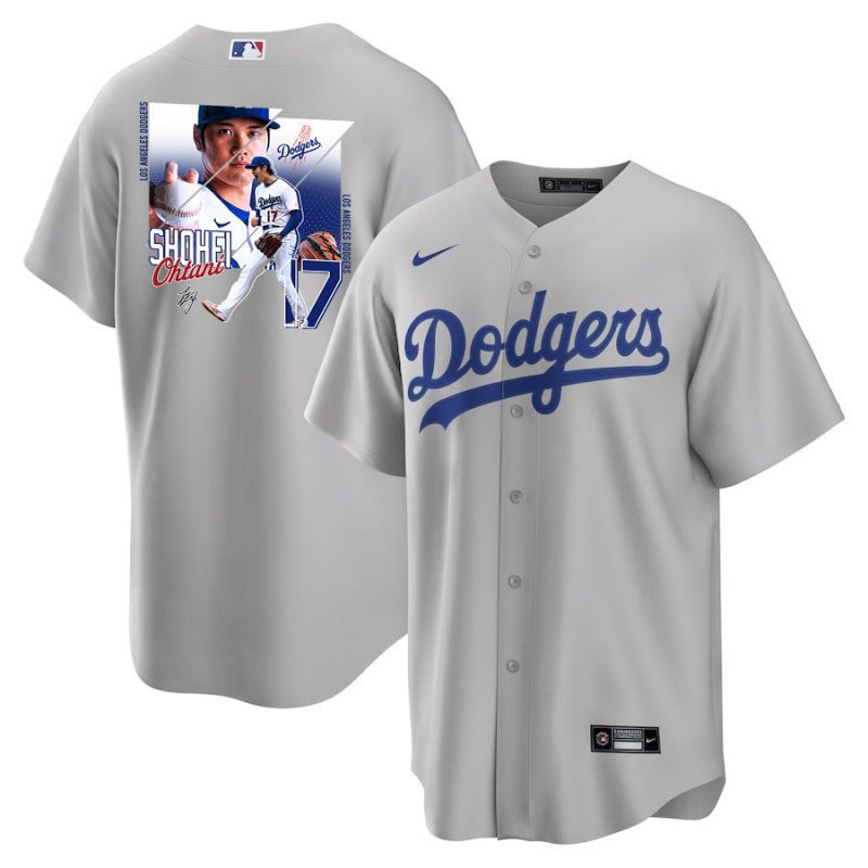 shohei ohtani 17 los angeles dodgers signed greatest sho on earth 2023 road men jersey gray