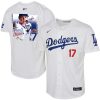 shohei ohtani 17 los angeles dodgers signed greatest sho on earth 2023 youth home jersey white