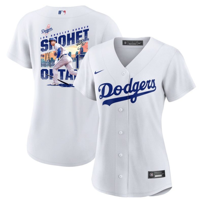 shohei ohtani 17 los angeles dodgers signed homerun 2023 home women jersey white