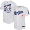 shohei ohtani 17 los angeles dodgers signed homerun 2023 youth home jersey white