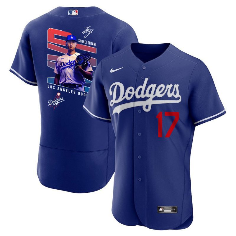 shohei ohtani 17 los angeles dodgers signed mvp 2023 alternate elite jersey men royal jersey