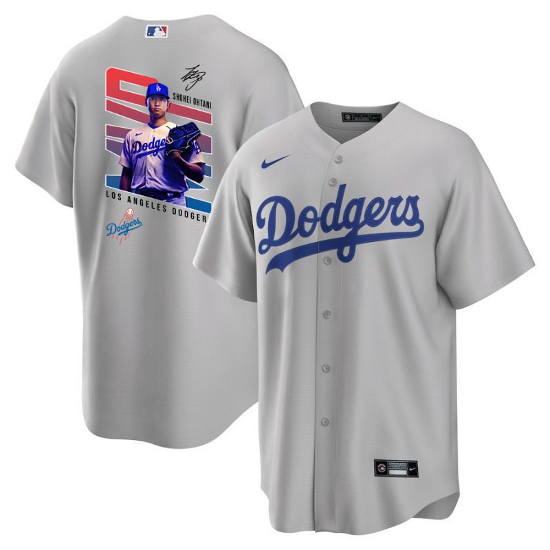 shohei ohtani 17 los angeles dodgers signed mvp 2023 road men jersey gray