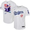 shohei ohtani 17 los angeles dodgers signed mvp 2023 youth home jersey white