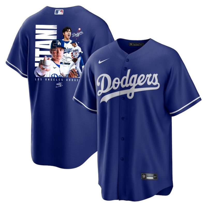 shohei ohtani 17 los angeles dodgers signed name 2023 alternate men jersey royal