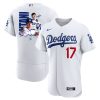 shohei ohtani 17 los angeles dodgers signed name 2023 home elite jersey men white jersey