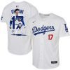 shohei ohtani 17 los angeles dodgers signed number 2023 youth home jersey white