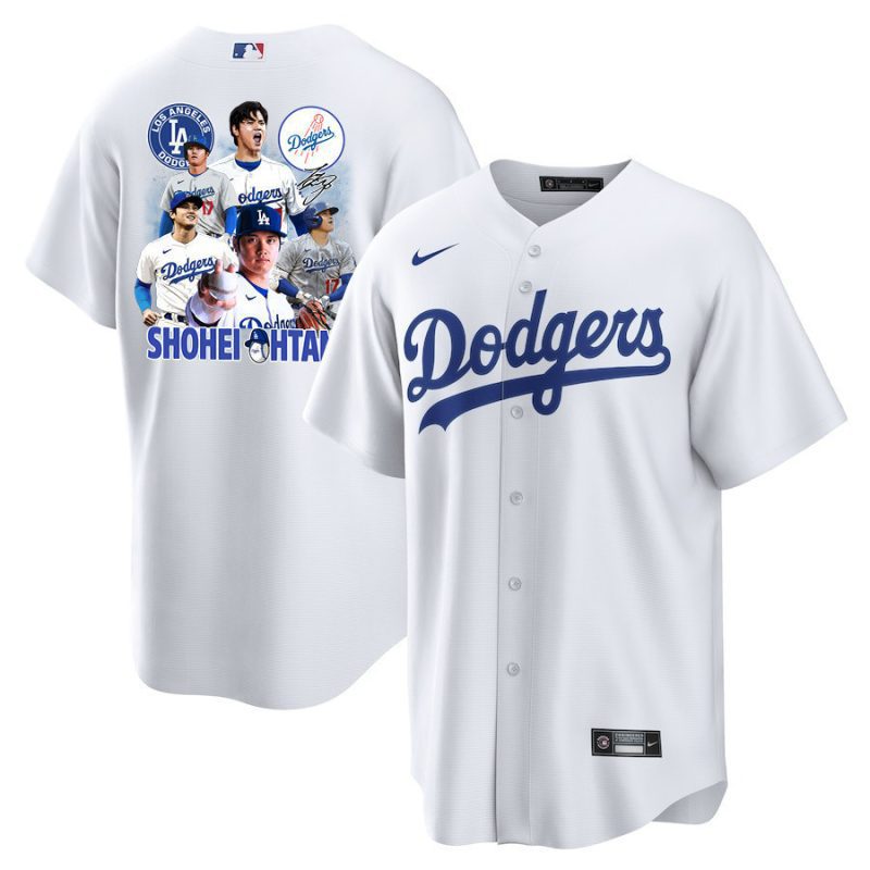 shohei ohtani 17 los angeles dodgers signed sho king 2023 home men jersey white