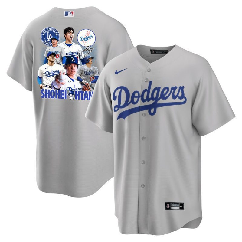 shohei ohtani 17 los angeles dodgers signed sho king 2023 road men jersey gray