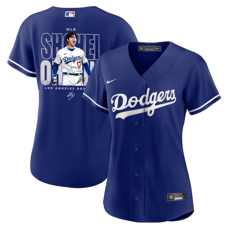 shohei ohtani 17 los angeles dodgers signed shotime 2023 alternate women jersey royal