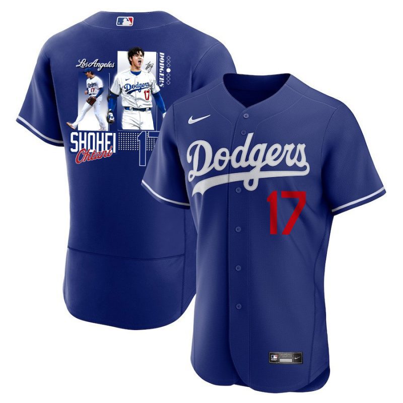 shohei ohtani 17 los angeles dodgers signed welcome to the sho 2023 alternate elite men jersey royal